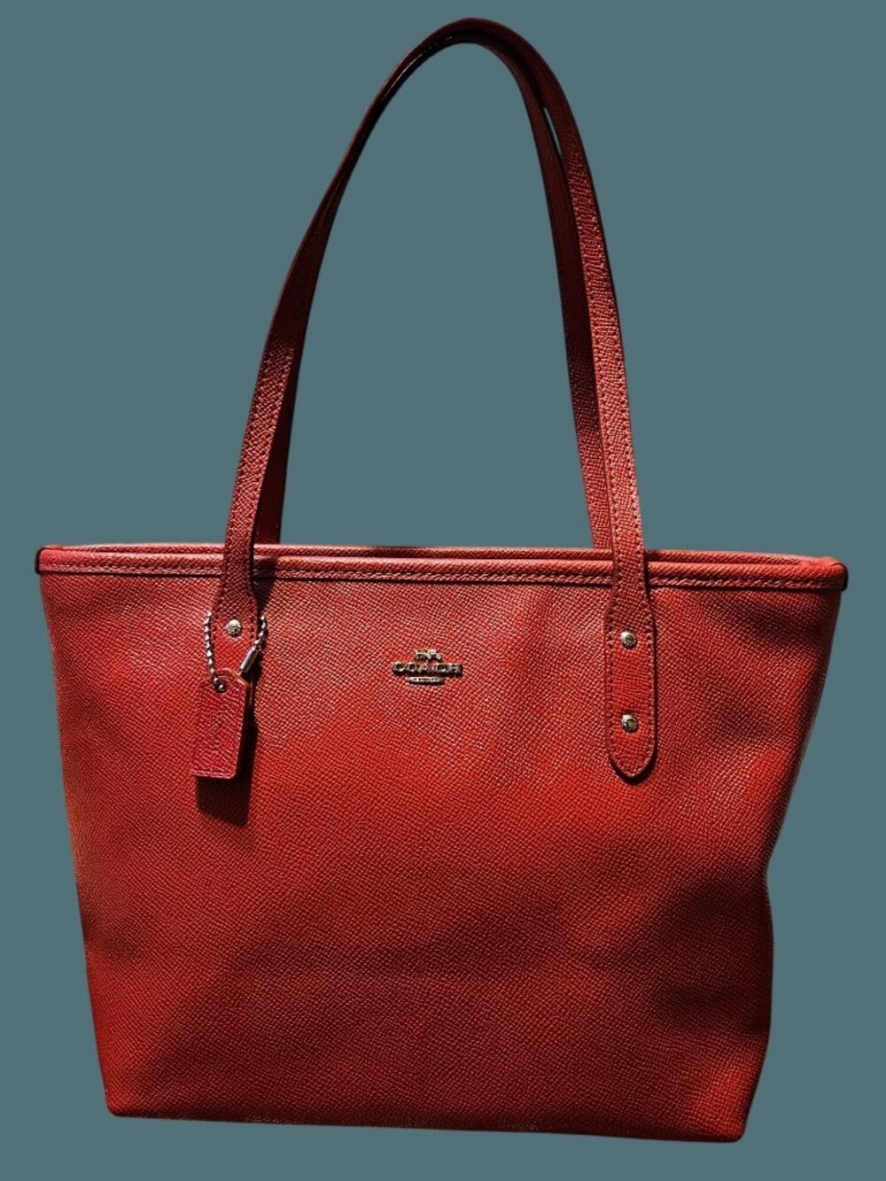 Coach Mini City Zip Tote Crossgrain Leather Red Shoulder Bag- - Picture 2 of 16
